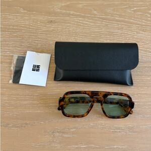 Elisa Johnson Sunglasses Jane Aviator One Size  Brown Green